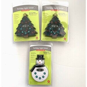 3 Digital Holiday Light Timers Snowman & Christmas Tree Cover Vintage